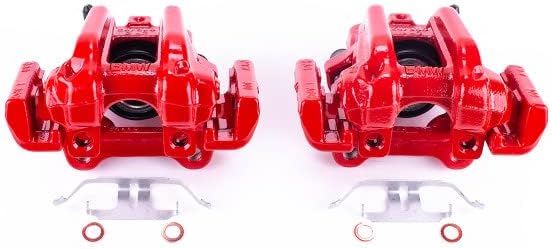 Miniatura 2 de Power Stop Juego de pinzas para determinados modelos BMW trasero par de pinzas de alta temperatura con recubrimiento en polvo rojo S7110
