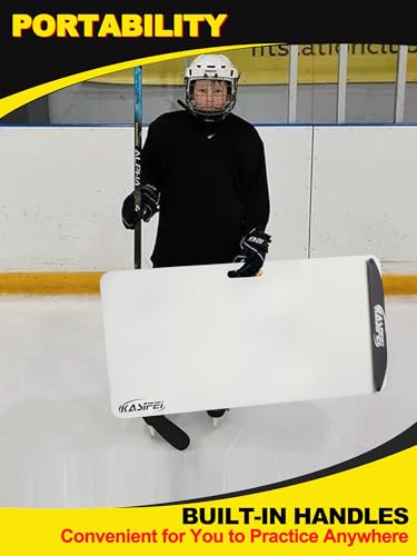 kasifei Hockey Shooting Pad with Rebounder, 48" x 24" Professional Hockey Training Equipment for Shooting, Synthetic Ice for Hockey Passing and Stickhandling