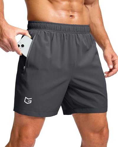 Image of G Gradual Men's Athletic Running Shorts with Zipper Pockets Quick Dry 7 inch / 5 inch / 9 inch Workout Gym Shorts for Basketball Hiking