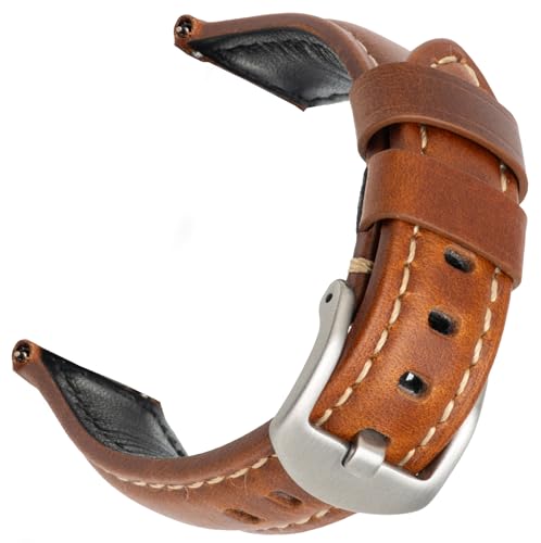 baotuiok Watch Bands for Men, silvery Buckle Leather Watch Strap Vintage Watch Replacement of 20mm