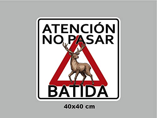 Oedim Pack 10 Señal de Atencion Batida Ciervo | 40x40cm | Finca Privada, Coto Privado, Caza Activa | Señaletica en Material Aluminio Blanco Resistente de 3mm | Duradera y Económica