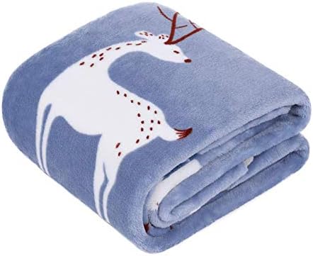 TILLYOU Micro Fleece Plush Soft Toddler Blanket for Boys Girls - Large Lightweight Crib Blanket for Baby Bed Lounger - Fuzzy Warm Cozy Blanket for Daycare Preschool Naptime Oversized 40x50 Navy Deer