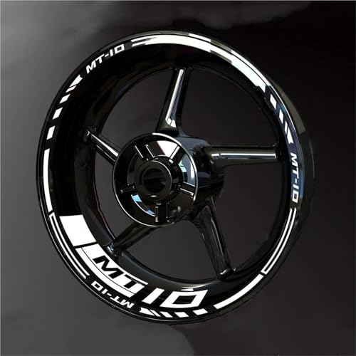 Felgen Aufkleber Reflektierende Felgenaufkleber Für Yamaha MT-10 MT10 MT 10 17 Zoll, Streifenband, Aufkleber, Dekorative Felgenaufkleber-Set Motorrad Dekor Felgenaufkleber(Weiß)