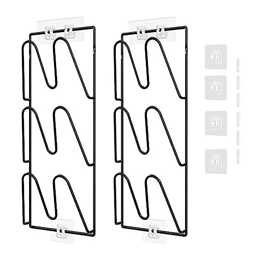 Aisny Topfdeckelhalter, Selbstklebender Topf- und Pfannendeckelhalter 3 Schlitzen, 2 Stück Topfdeckel-Organizer Deckelhalter aus Metall für Schranktür Wand