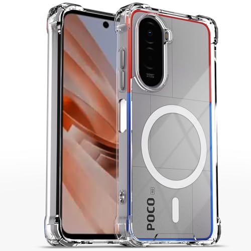 Image of Amazon Basics Back Cover for Poco M7 Plus 5G Mag-Safe Shockproof PC + TPU Protective Case Magnetic Support Bumper Case (Transparent Mag-Safe)