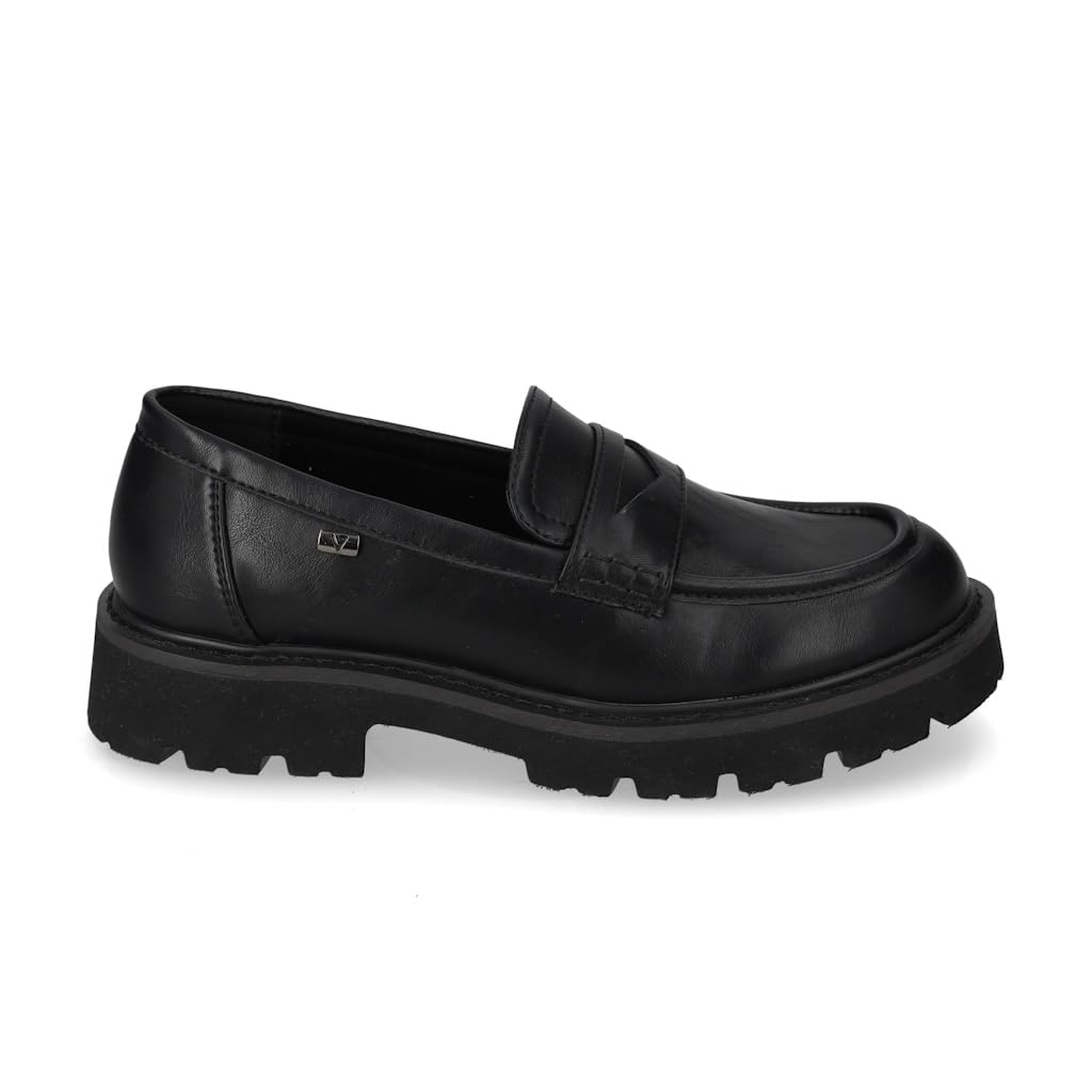 Valleverde 44520 Mocassini Casual Donna Pelle Sintetica Nero Tacco Grosso 3Cm Suola Gomma