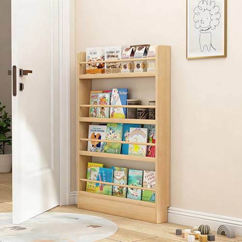 TrixmEsque Libreria Infantil Detrás de la Puerta Estanterias Almacenaje Madera Organizador Juguetes para Dormitorio Salon Cocina Oficina Wood 4 Layers 31.5 in