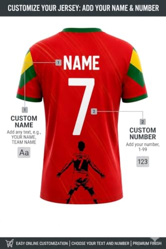 Image of Ronaldo Fan Jersey | Name & Number Customization | FIFA 2026 Inspired | Personalized Soccer T-Shirt for Men, Women & Kids | Airofab Fabric | 2Y-4XL