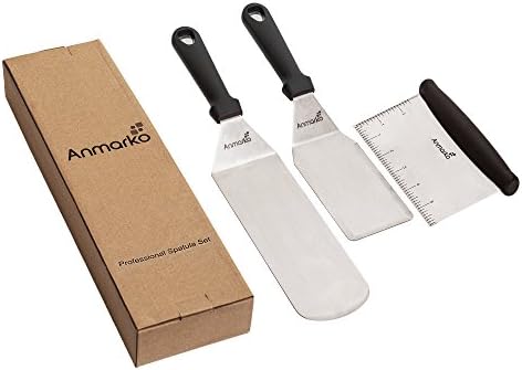 Griddle Sraper Flipper - 2 Metal Spatulas - Great for cast Iron Griddle BBQ Grill Flat Top - Commercial Grade - Griddle Accessories