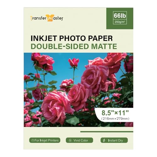Transfer Master Papel fotográfico fosco espesso dupla face 20 x 29,9 kg para impressora jato de tint