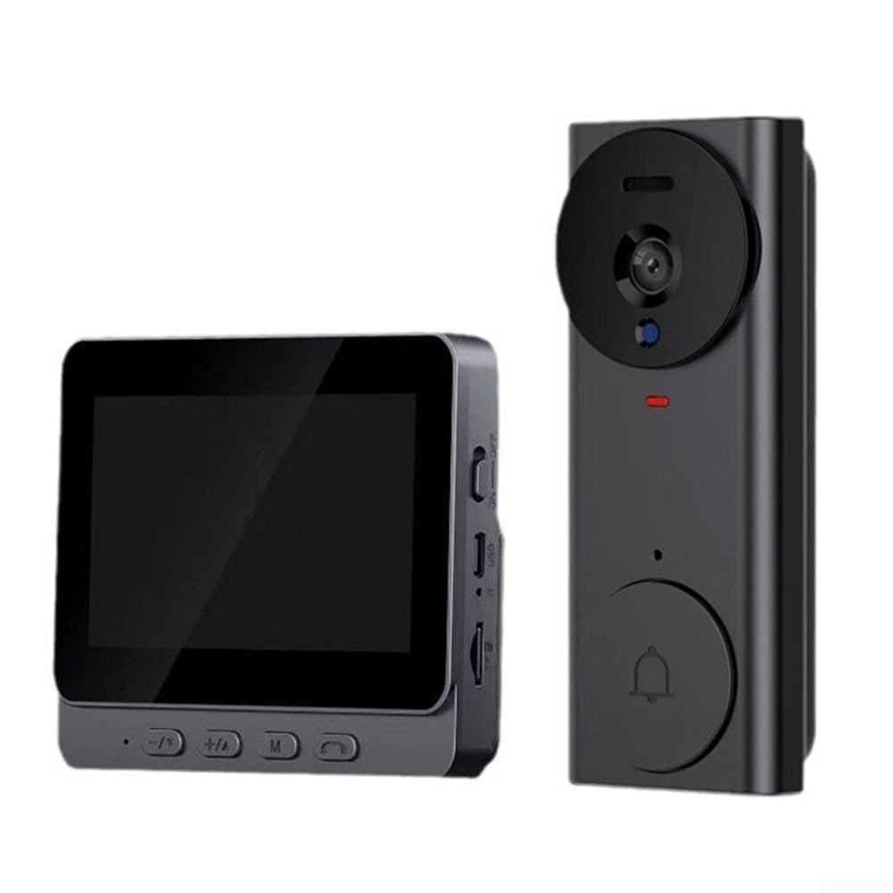 Timbre inalámbrico con cámara de video con pantalla de 4.3 pulgadas, audio bidireccional, gran angular de 130° para sistema de intercomunicación de seguridad del hogar