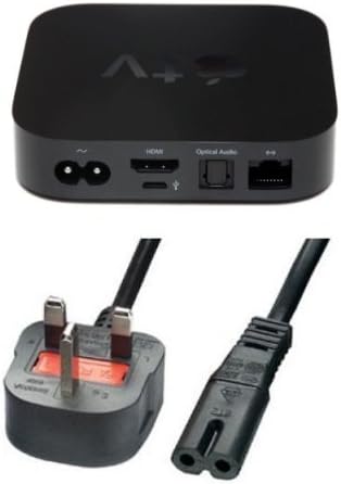 LILMACC® UK 3 Pin Power Mains Adapter Replacement Lead Compatible With Apple TV - (Black)