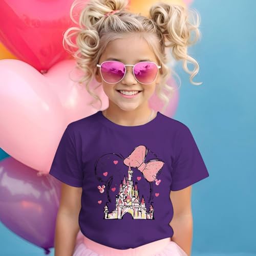 Image of Graphic Shirts for Girls Cute Bow T Shirt Kids Toddler Holiday Tshirt Vacation Trip Summer Tee Cotton Tops