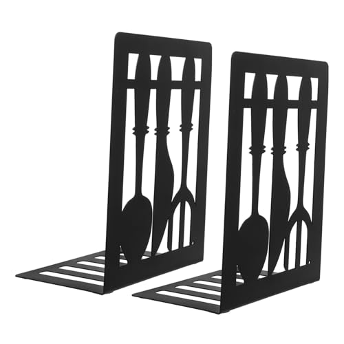 DOITOOL Sujetalibros Decorativos de Hierro para Estantes Organizador de Libros con Diseño de Cubiertos Accesorio Práctico para Estudio y Oficina para Librerías y Bibliotecas