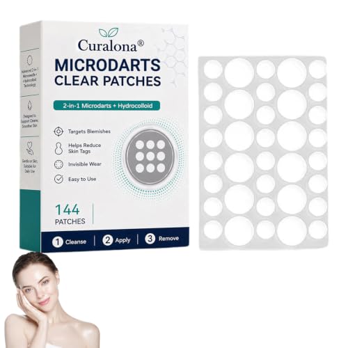 Curalona 2-in-1 Microdarts & Hydrocolloid Patch 2026 New Professional Skin Treatment Serum for Blemishes Scars & Wrinkles Natural Curalona Microdarts Clear Patches for All Skin Types (1 Boxes)
