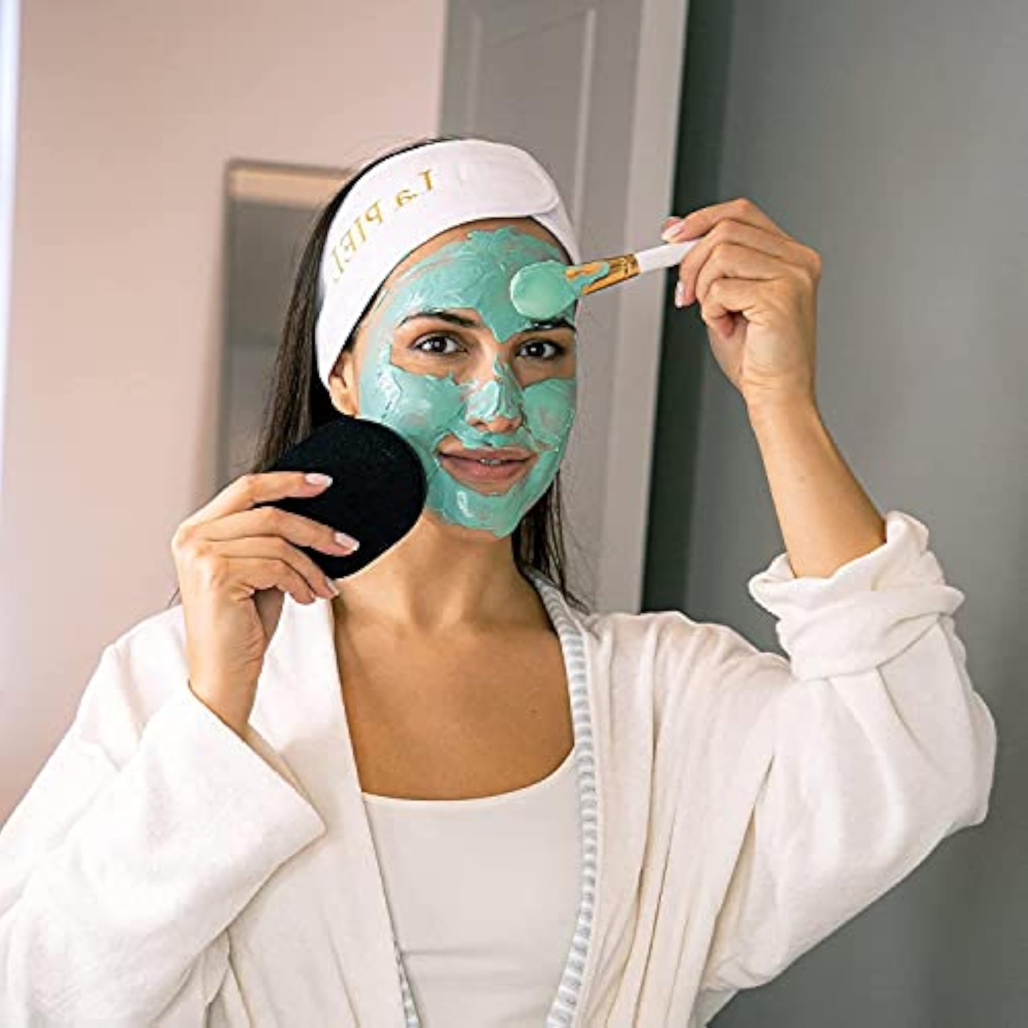 Women Facial Care Combo | Spa Headband + Face Pack Brush + Sponge