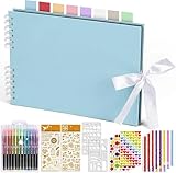 KASZOO Fotoalbum, Fotoalbum zum Selbstgestalten, DIY Fotobuch 80 Seiten, Kann als Abschluss Geschenk, Geburtstagsgeschenk, Hochzeitstagsgeschenk, Valentinstagsgeschenk und verwendet werden, azur-blau