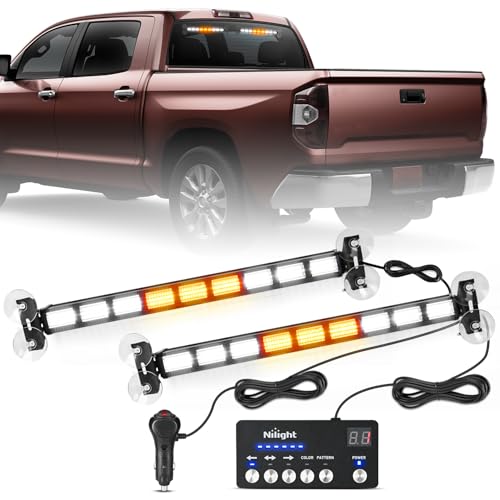 Image of Nilight 162 LED Traffic Advisor Strobe Light Bar 2-in-1 Amber White Emergency Warning Hazard Lights with Controller 4 Switchable Color 36 Flash Pattern for Trucks Cars Tow Plow Construction Vehicles | 2 in 1 Emergency Warning Hazard Lights 4 Switchable Color 36 Flash Pattern for Trucks Cars Tow Plow Construction Vehicles