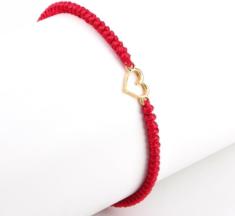 Pingyongchang 2pcs Love Heart String Bracelets Sweet Heart Matching Adjustable Braided String Bracelet Pink Black Red Mother's Day Birthday Gifts for Mother Daughter Son - Image 3