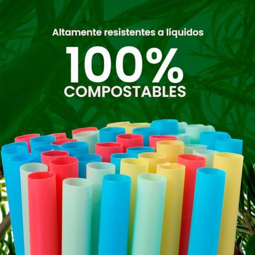 Miniatura 3 de 100 Pajitas De Colores Anchas Jumbo Para Cócteles, Cañitas 15 Cm X 8 Mm Reutilizables, Ideales Para Fiestas, Eventos, Bebidas, Fabricadas En Italia, Rígidas, Ecológicas, Biodegradables, Compostables