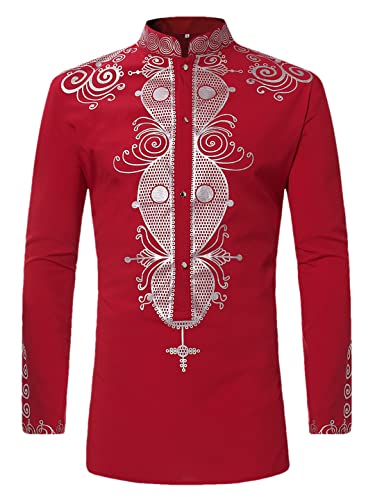 Chemise rouge vintage homme Niiyyjj de coupe longue haut de gamme en 3XL