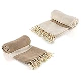 CARACTERÍSTICAS Y TAMAÑO: Conjunto de 2 Toalla de Hammam Turca Pestemal (Beige/Crema) 100cm x 200cm