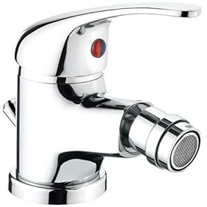 Cornat Bidet-Einhebelarmatur “Piccolo” – Verchromter Messingkörper – Normale Auslaufhöhe – Mit Ablaufgarnitur – Luftsprudler / Bidetmischer fürs Bad / Bidetbrause / SA844