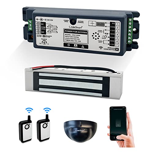 WiFi Access Control 400lb Holding Force Electic Magnetic Door Lock System Kit with Remote and Smartphone app Control, paired with WiFi Access Control Motion Sensor -  OlideSmart, 204T+Magnetic Lock