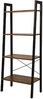 Meerveil Ladder Shelf, Bookshelf, 4-Tier Storage Sheving Unit, Industrial Bookcase, Storage Rack with Metal Frame, for Living Room, Bedroom, Kitchen, Office, 56 x 34 x 138 cm, Rustic Brown