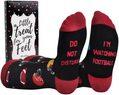 Cavertin Men's Funny Socks Hunting Fishing Football Baseball Gaming Golf Taco Pizza Bacon Christmas Gift for Men (Football)