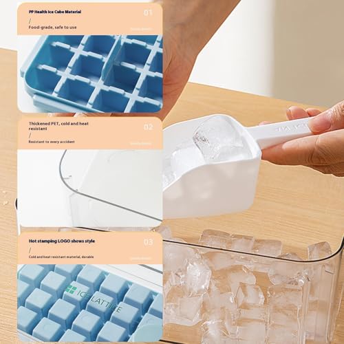Bandeja para hacer hielo con contenedor, silicona, 30+ cubos miniatura 6