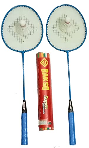 Image of RAKSO Badminton Rackets Set of 2 PCS with 2 PCS Shuttlecock Winter Work Specialty Best Material Feather Shuttle Cock Material Badminton Material Steel