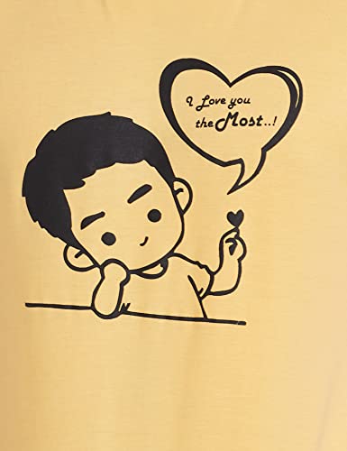 Image of Duo Men's Printed Regular fit T-Shirt HS-LOVEU Yellow L (Duo-HS-LOVEU)