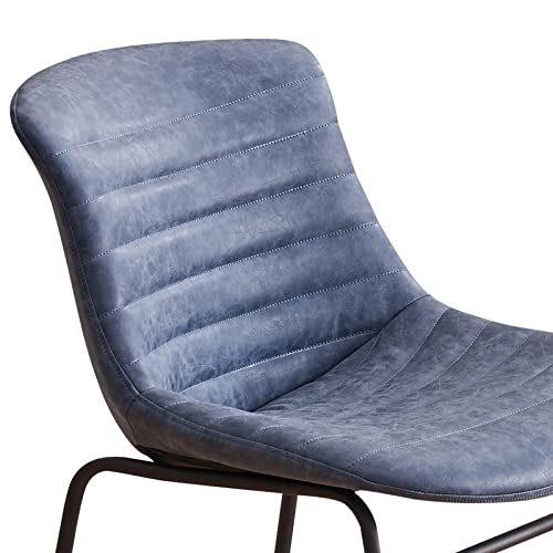 Chairelax Faux Leather Bar Stools Set Of 2, 28" Industrial Pub Barstools With Backrest And Footrest, Modern Armless Bar Height Stool Chairs For Kitchen Island, Bar (Royal Blue) #TOP5