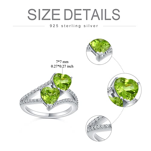 Althum Natural Peridot Engagement Ring 925 Sterling Silver 7Mm Heart Shaped Green Peridot Ring For Women #TOP3