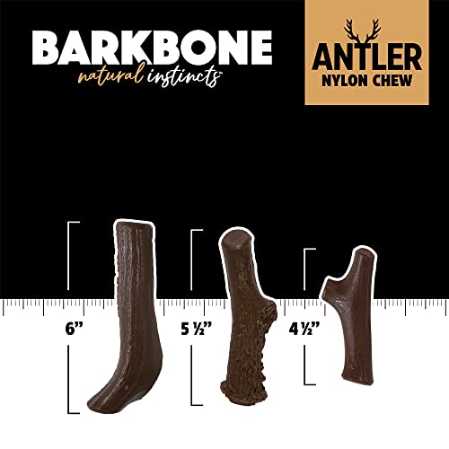 Pet Qwerks Nylon Antler Barkbone - Durable Dog Toys For Moderate & Aggressive Chewers - Peanut Butter Flavor - 5.5" #TOP3