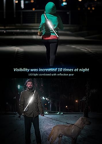 Ylzzrs LED Reflective Belt Sash Walking Gear,Safety Lights for Walkers at Night,High Visibility Safety Rechargeable Reflective Running Gear for Men Women Kids Night Dog Walking Gear (Black) - Thumbnail 3