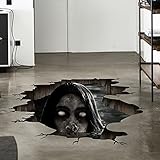 Creative 3D Ghost Halloween Wall Decals Removable PVC Floor Halloween Wall Stickers Murals Wallpaper Art Halloween Decor for Home Walls Ceiling Boys Room Kids Bedroom Nursery School
