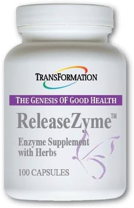 Transformation The Genesis of Good Health Enzymes ReleaseZyme Blend Supplement with Natural Herbs, Advanced Digestive Support Formula with Protease, Break Down Proteins, Plant Based, 100 Capsules