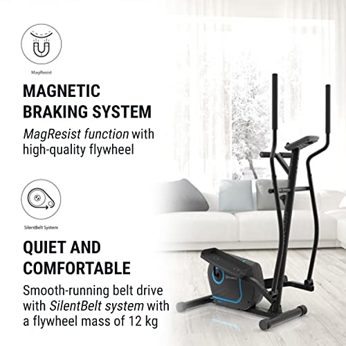 Klarfit Myon Cross Trainer - Elliptical Machine With 12Kg Flywheel, Silentbelt, Training Computer, Lcd Display, Heart Rate Monitor, Non-Slip Treads - Black - 7