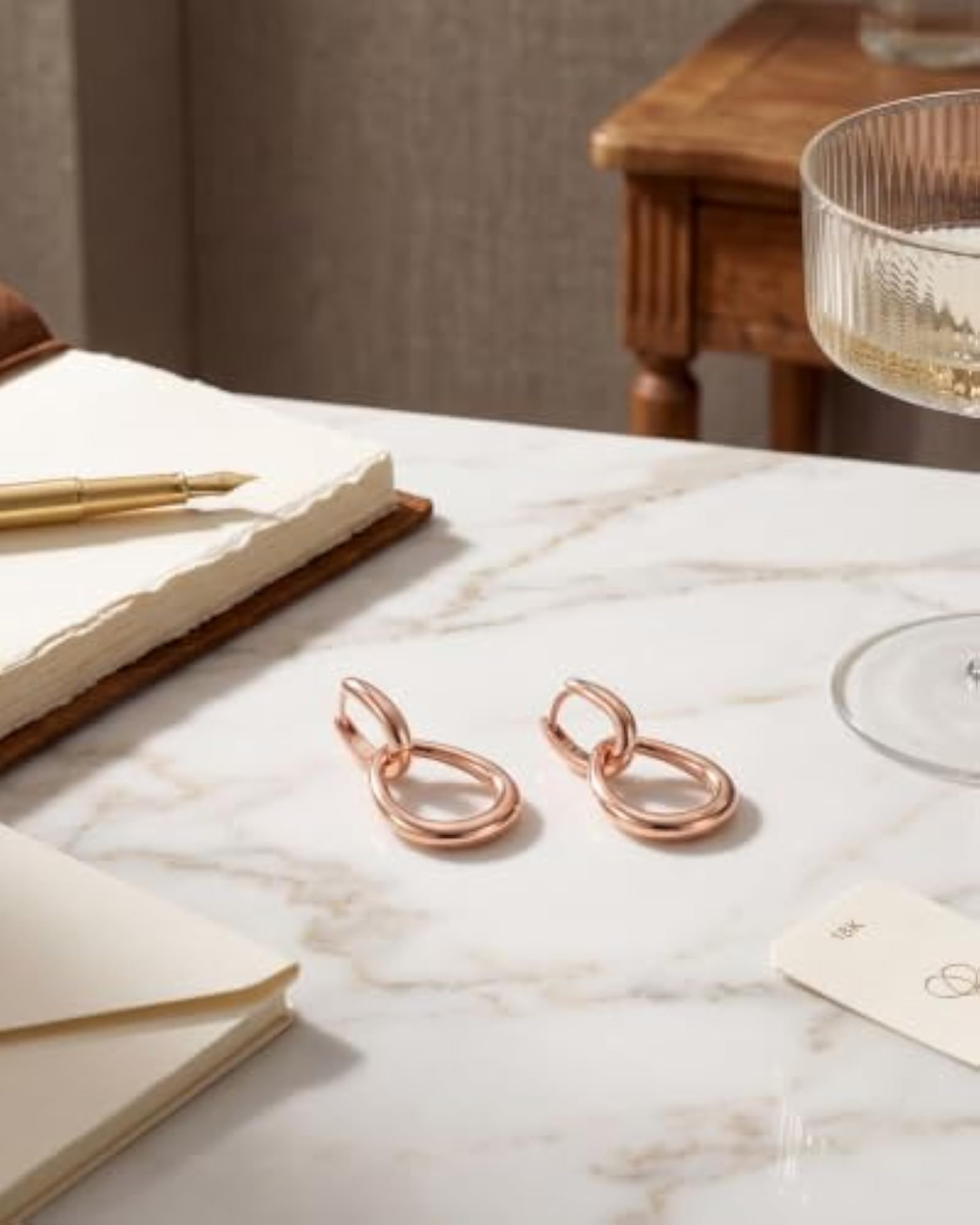 Women's 14K Gold Plated Creole Hoop Earrings with Zirconia