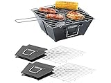 PEARL Klappgrill: 2er-Set flach zusammenklappbare Kohle-Grills, Grillfläche je ca. 24,5 (Minigrill)