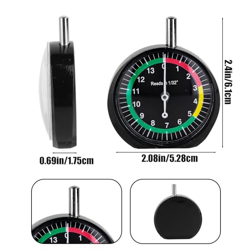 Image of Tire Tread Depth Gauge, Professional Dial Type Tire Tread Depth Gauge with Color-Coded Zones for Car Truck Motorcycle & Bus, Accurate 1 /32 inch Increments Reading