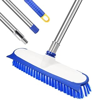 ITTAHO Floor Scrub Brush with Long Handle, 140cm Stiff Bristle Floor Brush Scrubber, Heavy Duty 2 in 1 Floor Brush Scrub Brush for Cleaning Kitchen, Bathroom, Patio, Tile Floor, Grout