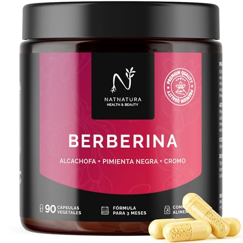 Berberina con Alcachofa, Pimienta Negra y Cromo | Ayuda a Controlar el Peso y Favorece la Digestión | 3 Meses | NATNATURA
