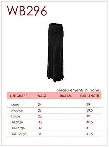 Mbj Wb296 Womens Lightweight Floor Length Maxi Skirt L Black_Floral #TOP5