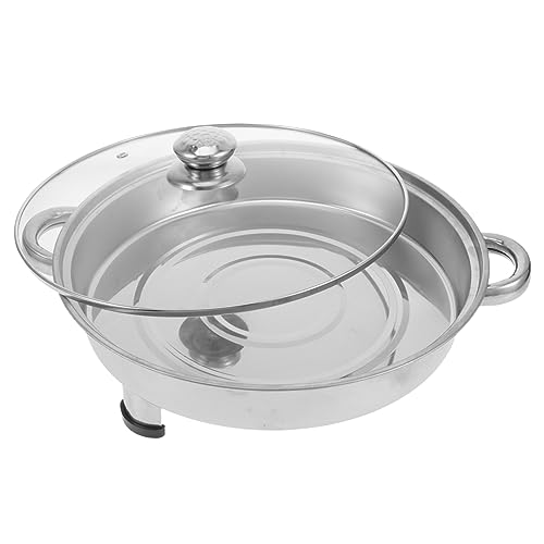 Mikinona Bandeja Para Buffet De Acero Inoxidable Plato De Comida Estufa Calefactora 30cm Tapa De Vidrio Fácil De Limpiar