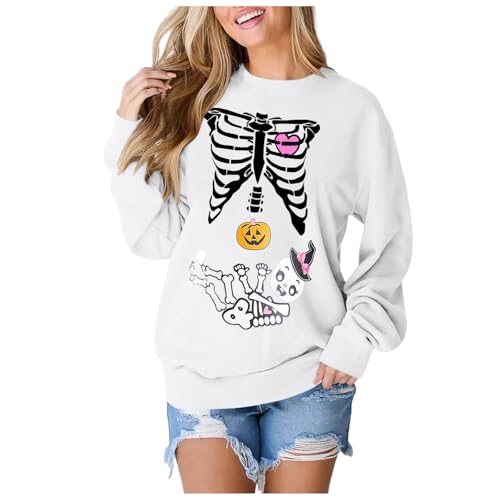Sweatshirt femme manches longues haut pull imprimé col rond