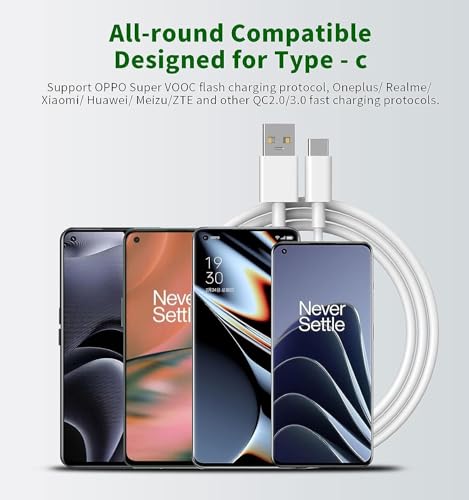 Image of Original 80w SuperVOOC Fast Charging Type C Cable Compatible with Oppo Reno 10 Pro /10 Pro Plus /8 /8 Pro /7 /7 Pro /6 /6 Pro /5 /5 Pro /K10 /F19 /F19 Pro /A96 /A77 /A76 (80W Cable)