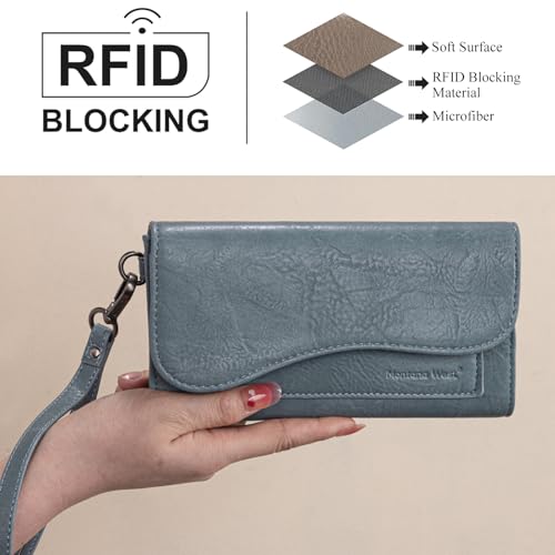Image of Montana West Wallets for Women Large Phone Wristlet Wallets Trifold Money Organizers with Coin Purse and Wrist Strap